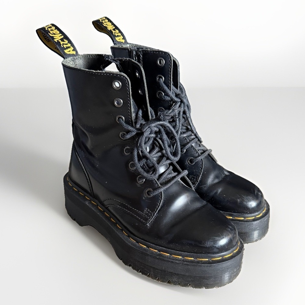 Dr. Martens Jadon Platform Boots Women's 7 Black Leather Combat Boots